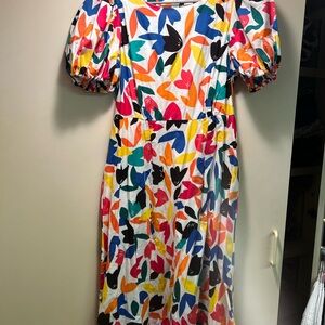 Calvin Klein 14 Colorful Floral Puff Sleeve Dress
